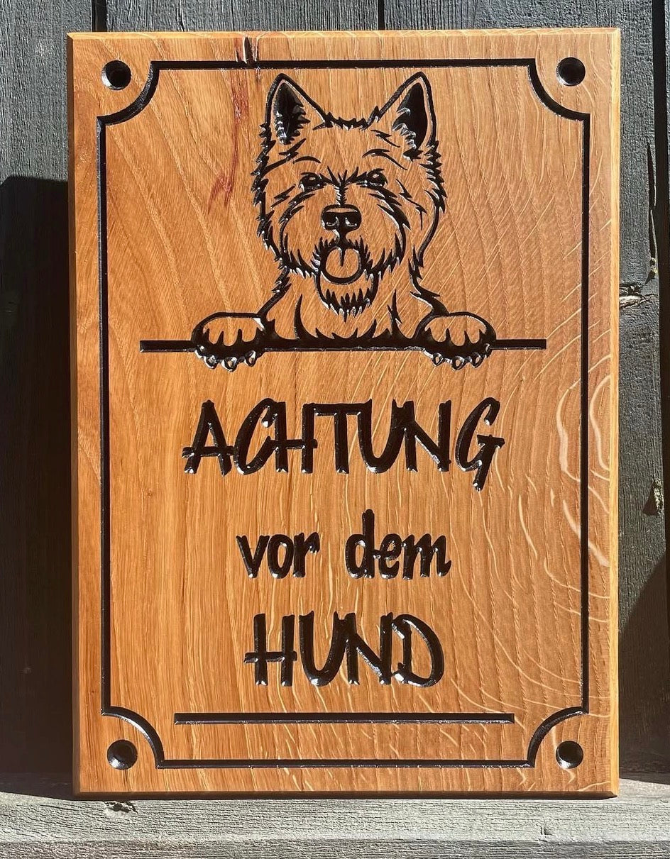 Individuelles Hundeschild Eiche massiv | Wunschrasse & Personalisierung | 30x20cm handgefertigt